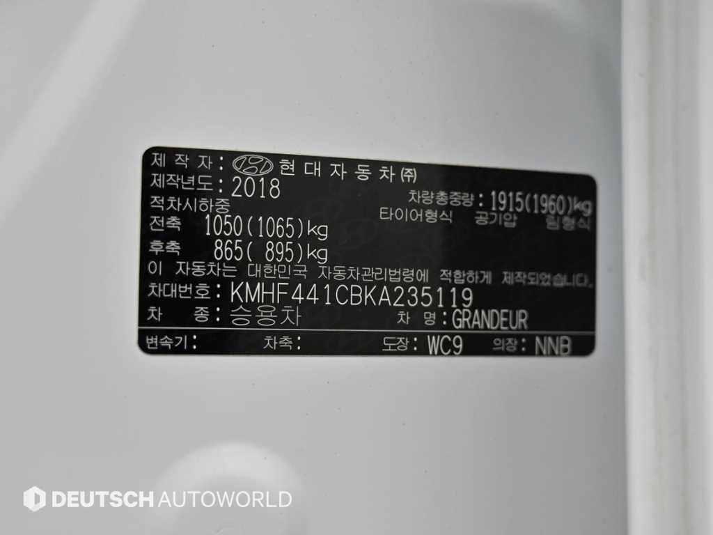 HYUNDAI Grandeur 2019 Blanco - Importación desde Corea - HF Imports Iquique - Foto 20